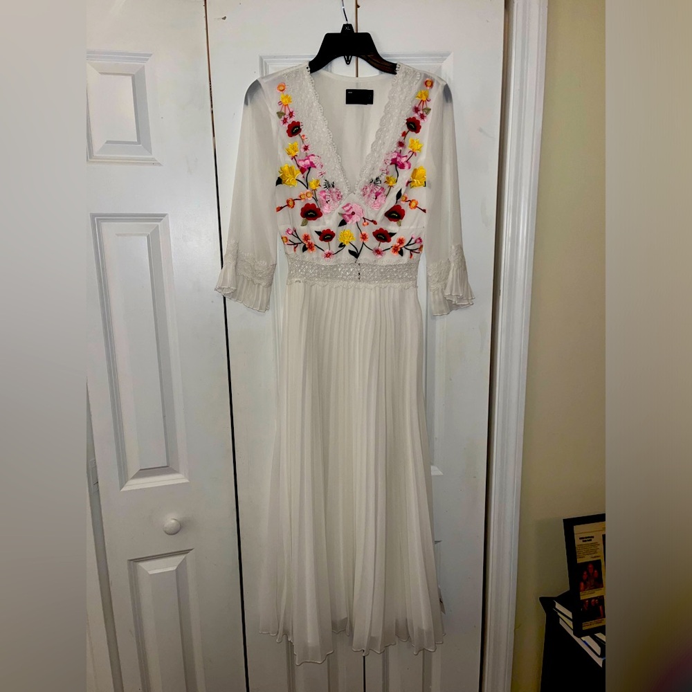 ASOS white dress with florals and lace